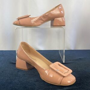 Bruglia Tan Patent Block Heel with Buckle Heels